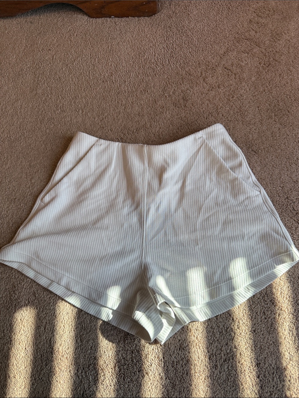 lululemon athletica Cream Ribbed High-Waist Lounge Shorts